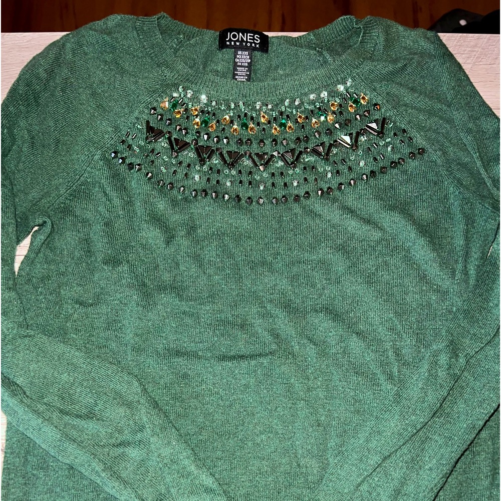 Green Jeweled Sweater
